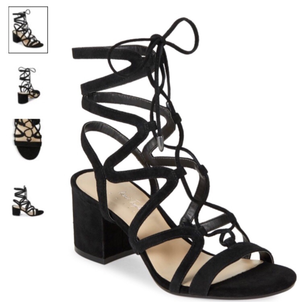 Strappy Suede Block Heel Sandals